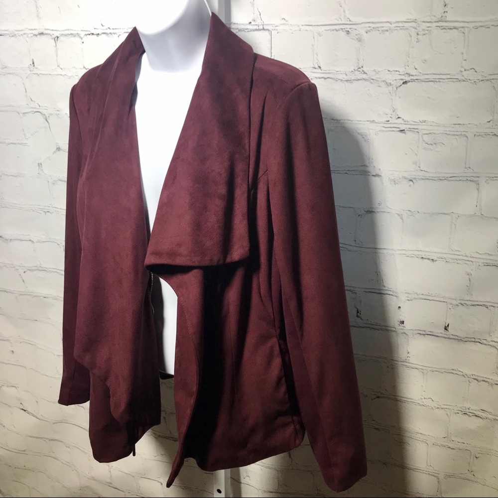 H by Halston faux suede motorcycle jacket; Size 6